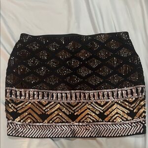 Express Black and Gold Sequin Skirt